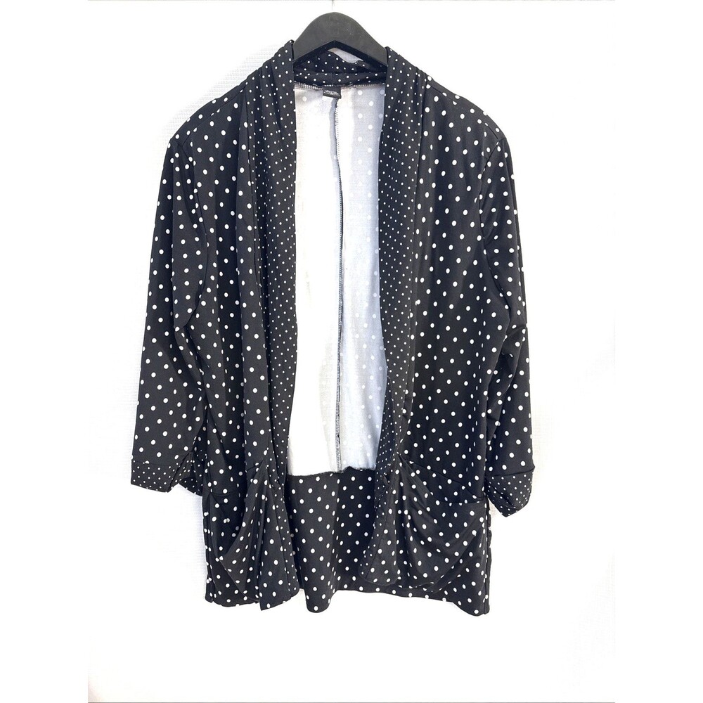 Robert Louis Black Polka Dot Cardigan Workwear Professional Preppy Pockets - M